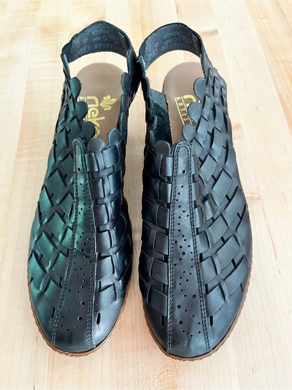 Rieker 46778 Sina 78 Black Leather Sling-backs, Sz 38/US 7.5